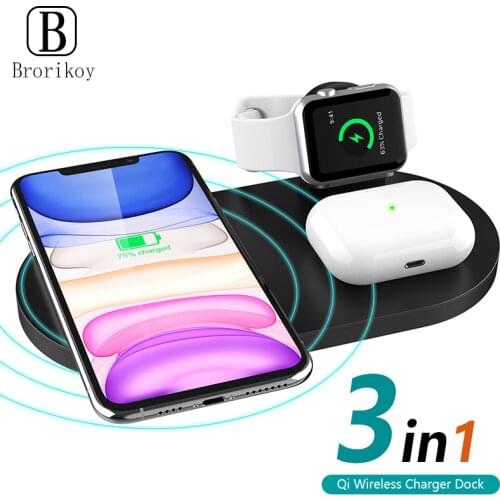 15W Qi 3 in 1 wireless charger wireless charging stand for iPhone 11 Pro Xs Xr X Max 8+ for Apple Watch Series5 4 3 2 Airpods