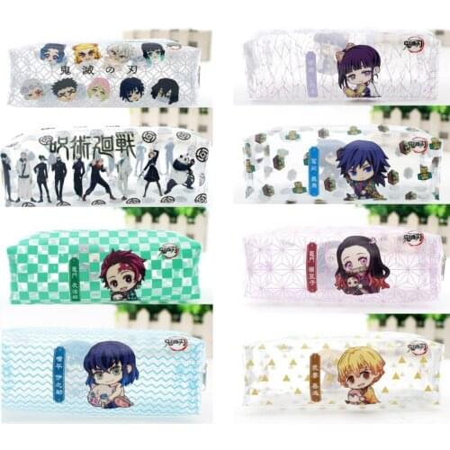 Anime Demon Slayer Kimetsu No Yaiba Kamado Tanjirou Jujutsu Kaisen Pencil Case Cute PU Bag Pencil Box Kids Stationery Gift