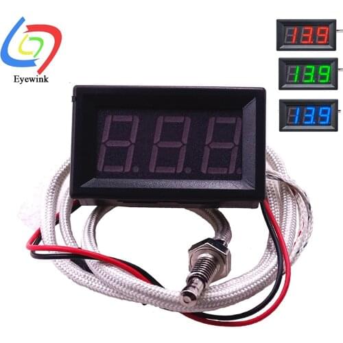 Digital Tube Red Blue Green LED Display Temperature Meter K-type M6 Thermocouple Control Controller Tester Thermograph Cable