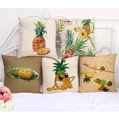 Decorative Pillow Cushion Case Color Fruit pineapple Pillowcase 17.5 Inch Cotton Linen Chair Seat Throw Pillow Cover P1072
