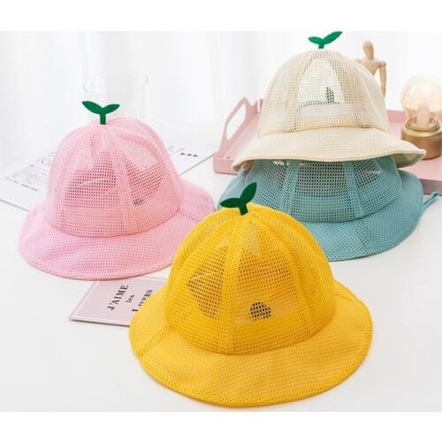 Childrens Cap Summer Little Yellow Net Hats Outdoor Fishman Caps Lovely Breathable Kids Sunshade Baby Sun Bucket Hats