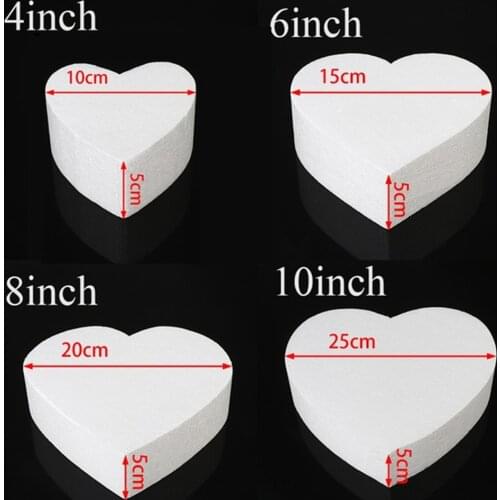 Heart Cake Foam Mould Sugar Craft Party DIY Cake Dummy Modelling Polystyrene Styrofoam Practice Model Kitchen Tool Accessories