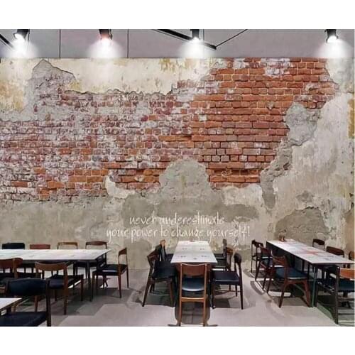 CJSIR Photo Wallpaper Custom Retro Cement Brick Wall Brick Pattern Cafe KTV Restaurant Tooling Background Wall Painting Decors