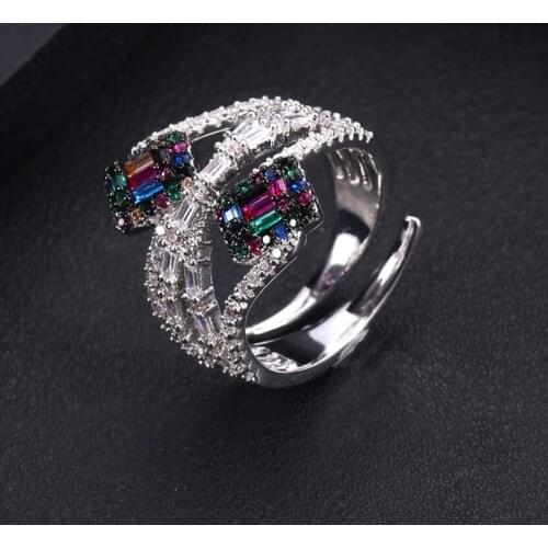 Accking Fashion Design Engagement Ring Cubic Zircon For Women Jewelry Luxury Stackable Chic Rings