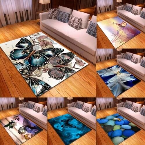 Butterfly Pattern Carpet on The Floor Big Carpet Living Room Soft Sponge Bathroom Mat Absorb Anti-slip Bedroom Decor