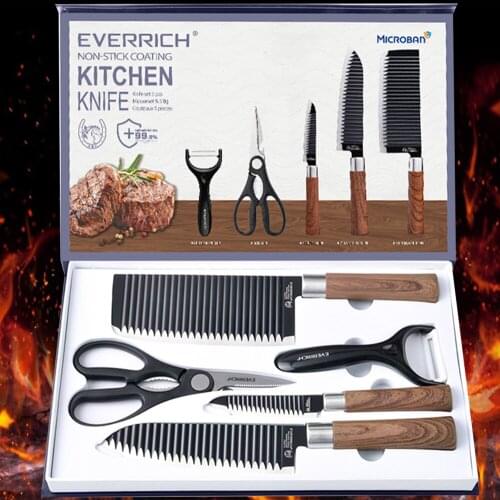 No Stick Kitchen Knives Stainless Steel Knife Handmade Knife Peeler Scissors Chopping Chef Slicer Nakiri Paring Knife Gift Case