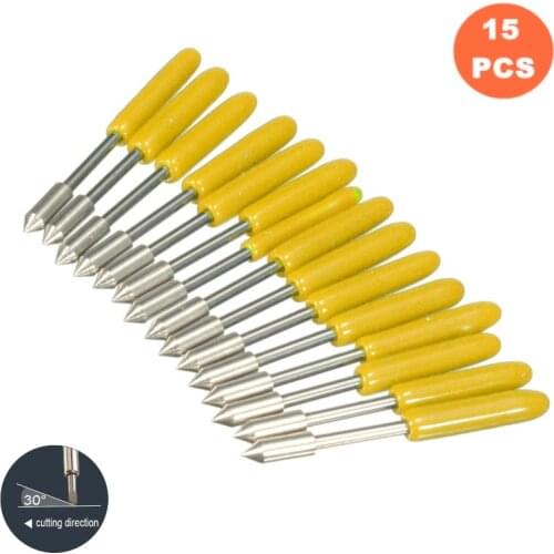 KZTech 15Pcs Engraving Machine Blades for Graphtec CB09 Vinyl Cutter Plotter 30 Degree CB09U Needle Lettering Cutting Knife