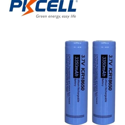 2Pcs PKCELL ICR 18650 Lithium batteries ICR18650 3.7v Rechargeable Li-ion Battery 3350mAh Flat Top NO Pcm For Flashlight DIY