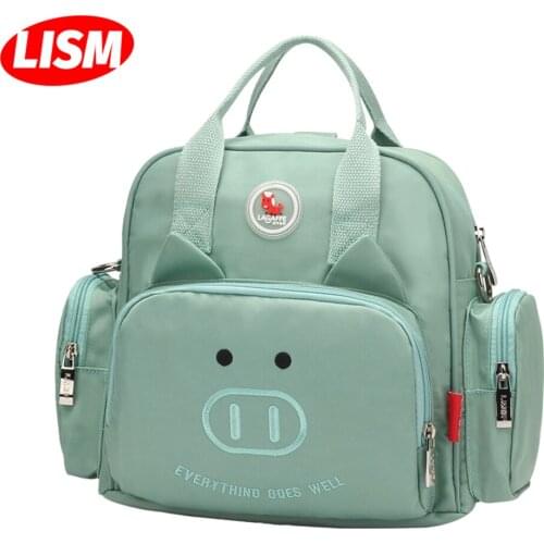 Large Capacity Lovely Pig Pattern Multi-function Backpack Waterproof Outdoor Travel Diaper Bags For Baby Care Versatile For Girl