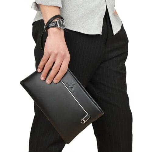 Men wallet genuine lleather Clutch money bag fashion Business mens Zipper Envelope Wallet Slim Handbag Cow Leather Male Purse