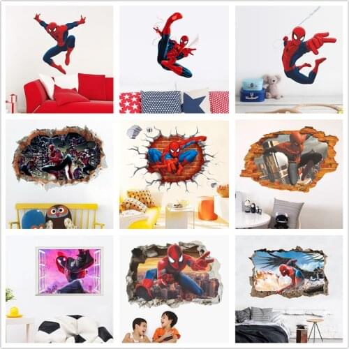 Spider Man Wall Stickers Marvel Super Hero Removable Wallpapers Sticker Decal For Kids Rooms Boys Home Decor Bedroom Background