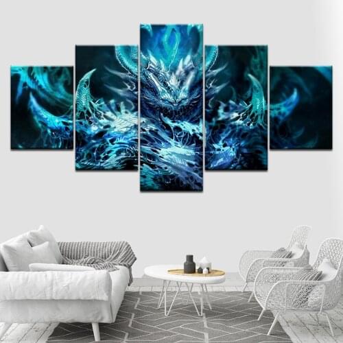 Wall Art Canvas Painting 5 Panel Disturbed Dark Demon Horror Painting Canvas Print Picture Home Decorative Poster Living Room