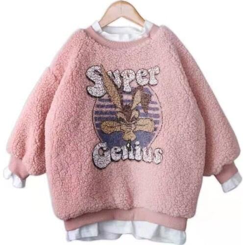 2021 New Girl Sweatshirt Polar fleece Childrens Clothing Teenager Kids Tops Oversized Warm Winter Thicken Sweatshirt for Girls