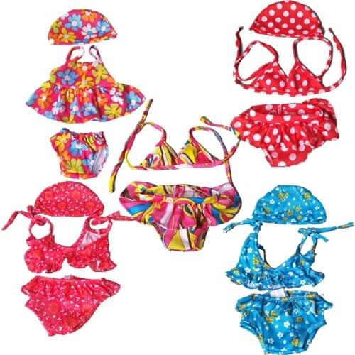 New Summer set For 18" Girl Doll Bikini + Cap summer Swimming Suit With cap also fit for 43cm Baby dolls