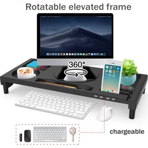 Multi-function Base Holder Desktop Monitor Stand Computer Screen Riser with Usb Hub Support Data Transfer Laptop Base Storage