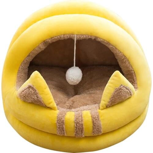 Semi-Enclosed Cat Bed Kitten Lounger Cat House Tent Washable Cave Soft Pet Sleeping Bed Cozy House Pet supplies
