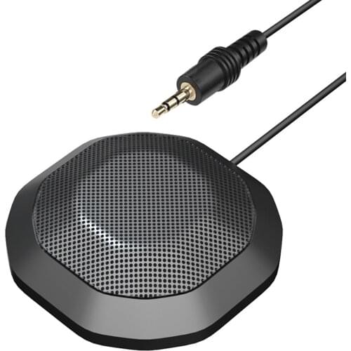 Portable 3.5mm Plug Conference Microphone 360° Omnidirectional Condenser PC Mic Plug & Play Small Microphone for PC Laptop