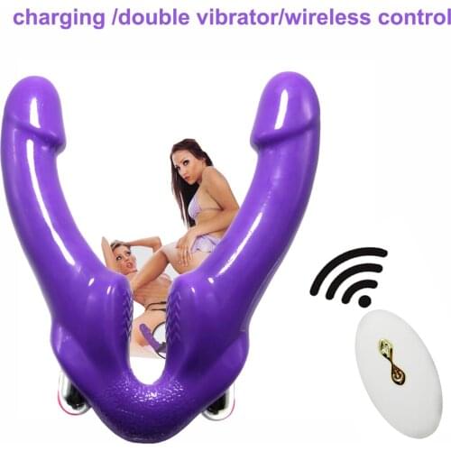 Gay Sex Toy 10 Speed Wireless Remote Control Double Dildo Erotic Adult Sex Product Rechargeable Vibrator for Lesbian