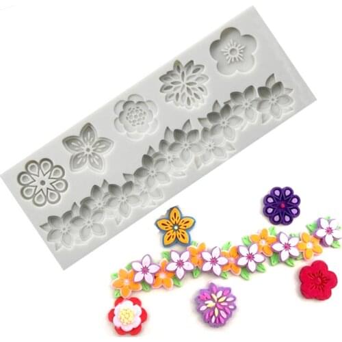 Chain Series Flower Petal Silicone Cake Mold Fondant Soap 3D Cupcake Jelly Candy Chocolate Decoration Baking Tool Moulds