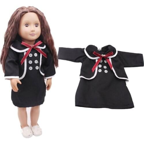 School suit dress Doll set for 18 inch 45cm girl doll black dress suit for 43 cm baby doll girl gifts