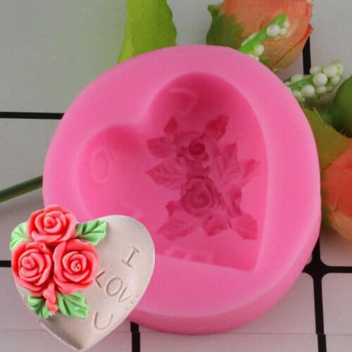 3D Silicone Soap Mold Heart Love Rose Flower Chocolate Mould Candle Polymer Clay Molds Crafts DIY Forms For Cheap Soap Base Tool
