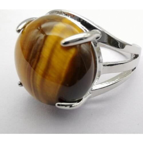 Tigereye Round Bead GEM Finger Ring Jewelry Size 8-9 X227
