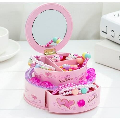 Creative Birthday Cake Decoration Ornaments Music Box Music Box Childrens Vanity Mirror Jewelry Box Storage Box Storage Rack