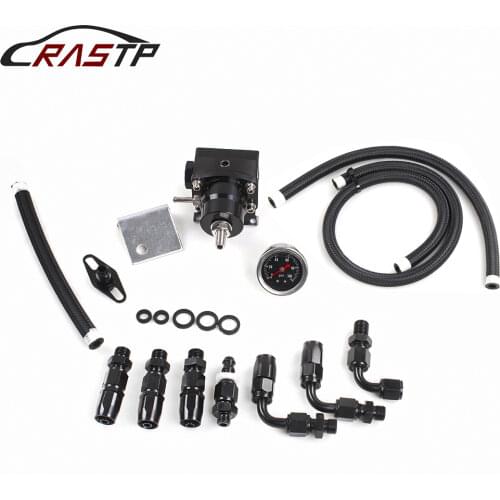 Universal 30-70psi Adjustable EFI Fuel Pressure Regulator Bypass Return Kit Pressure Gauge And 6AN ORB Adapter Aluminum FRG008