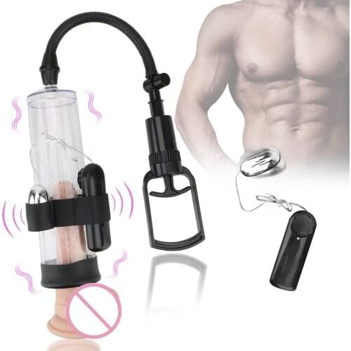 Vibrating Penis Pump Vacuum Pump Delayed Ejaculation Extender Erection Penis Enlargement Penis Trainer Sex Toy For Men