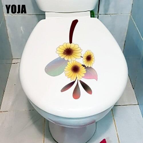 YOJA 14.7X22.6CM Yellow Plant Flower Lovely Cartoon Kids Room Wall Sticker Bathroom Toilet Decor T1-1497
