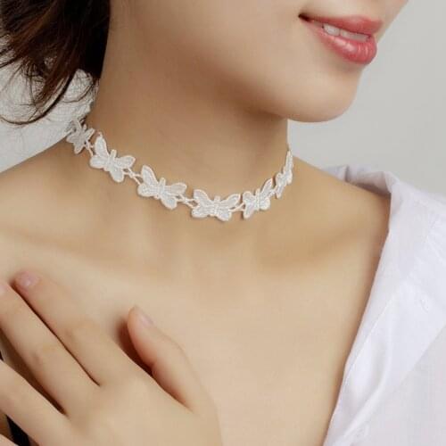Women Girls Butterfly Lace Choker Solid Color Butterfly Choker Necklace Lace Necklace Sexy Gothic Chokers for Women Cosplay
