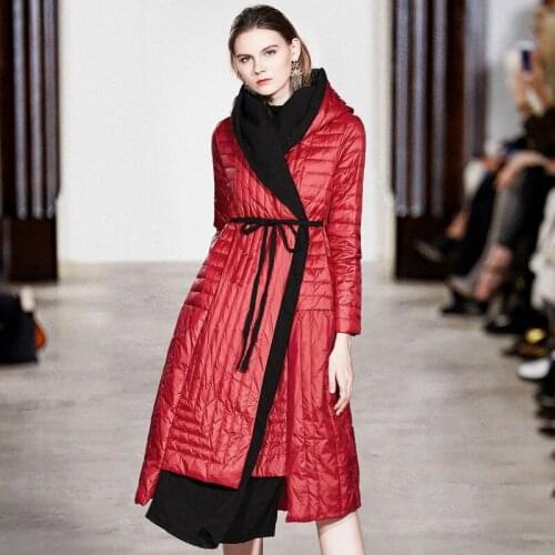 Winter Women Ultralight Thin Down Jacket White Duck Down Hooded Jackets Long Sleeve Warm Coat Parka Female Portable Outwear