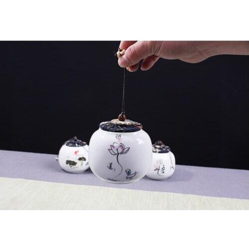 1PC Chinese Tea Caddy Pottery Canister Container for Puer Tea Tank Storage Jar Small Tea Storage Chests JM 006