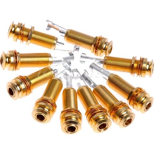 10Pcs Cylinder Guitar End Pin Jack GOLD 1/4