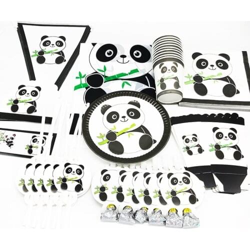 150pcs panda party bundles for 20 guests panda theme disposable plates cups napkins panda theme disposable tableware