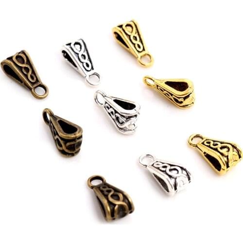 15x7mm 20pcs Antique Gold Silver Plated Clasps Pinch Bails Handmade Charms Pendant:DIY for bracelet necklace