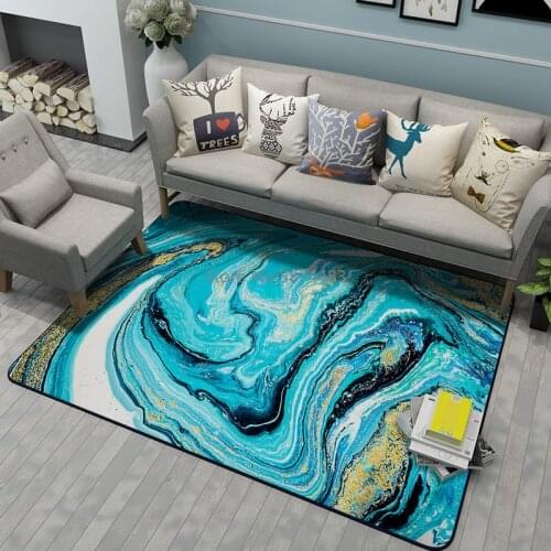 200*300cm Abstract Blue Sea Water White Beach Gilt Short Crystal Velvet Living Room Floor Mat Carpet Customization