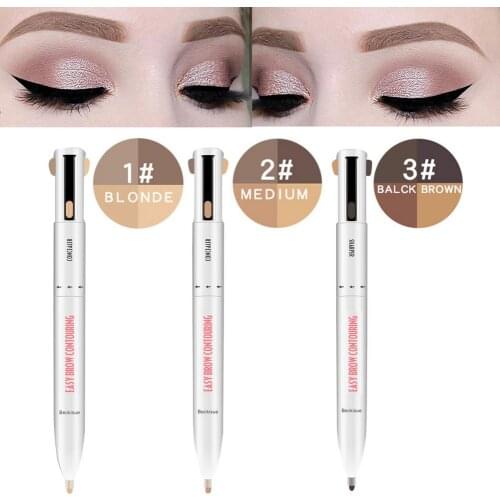 4 In 1 Eyebrow Pencil 4 Color Rotating Waterproof Drawing Eye Brow Pencil Long Lasting Easy Color Eyebrow Pen Women Makeup Tool