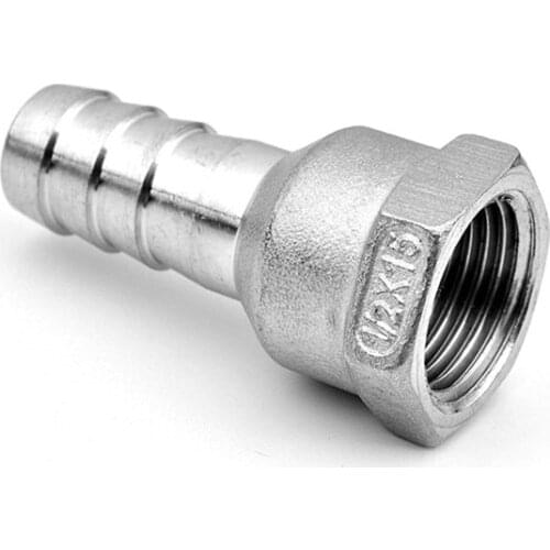 6mm 8mm 10mm 12mm 14mm 15mm 16mm 19mm 20mm Hose Barb To 1/2" BSP Female Thread 304 Stainless Steel Pipe Fitting Connector