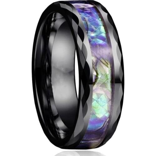 8mm Unisex Rings Colorful Faceted Alloy Abalone Shell Men Finger Ring Women Wedding Birthday Gift Accessories