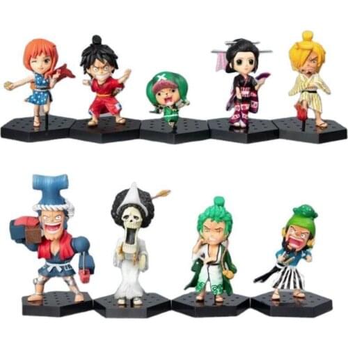 Anime One Piece Characters 9pcs/set Land Of Wano Country Cute Sign Action Figure Collection Model Toys
