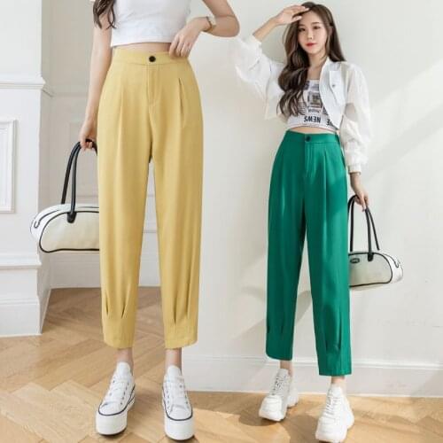 Casual suit pants womens black autumn and summer 2021 new fashion design sense British style drape loose nine-point harem pants