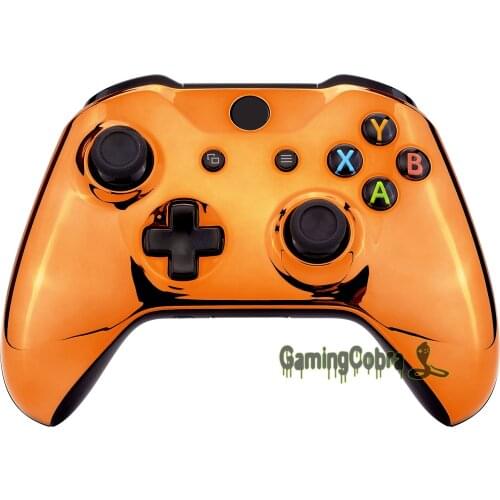 EXtremeRate Chrome Orange Edition Front Housing Shell Faceplate for Xbox One S & Xbox One X Controller (Model 1708)