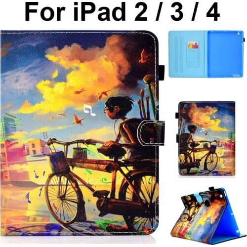 Fashion Nice Painting Cover for iPad 2 3 4 A1395 A1396 A1397 A1416 A1430 A1403 A1458 A1459 A1460 Stand Cover Pouch Sleeve Holder