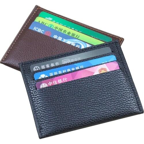 Black Color PU Leather ID Card Holder Thin Light Bank Credit Card Wallet Multi Slot Slim Card Case
