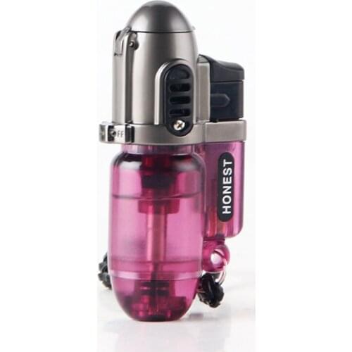 Honest Funny Transparent gas tank Butane inflatable Cigarette lighter Creative Mini jet Turbo torch flame cigar Smoking igniter