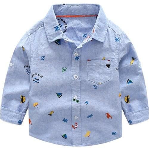 Oklady Kids Boys Shirts 2019 Autumn Long Sleeve Solid Todder Shirts For Boys Cotton Fashion Brand Baby Boy Tops Children