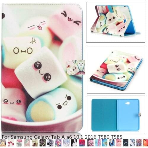 Child 3D Cartoon Case For Samsung Galaxy Tab A a6 10.1 2016 T580 T585 Case Cover Tablet Smart Stand TPU+PU Leather Shell + film