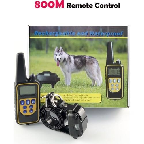 800M Dog Training Collars Waterproof Rechargeable Remote Control Dogs Electric Shock Bark Stop Training Collar with LCD Display