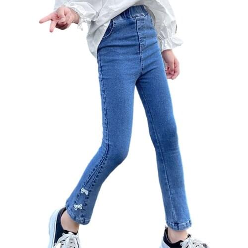 Jeans For Girl Solid Color Childrens Jeans For Girl Casual Style Kids Jeans Spring Autumn Clothes For Girls 6 8 10 12 14